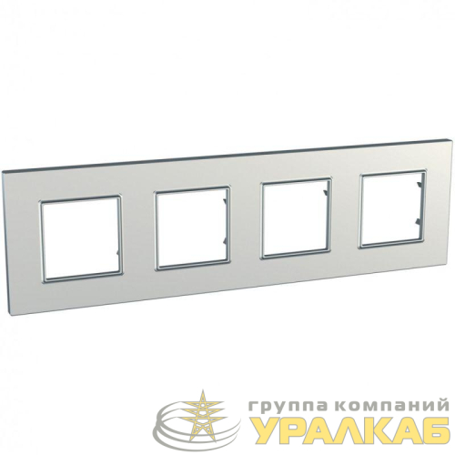 Рамка 4-м Unica quadro серебр. SchE 