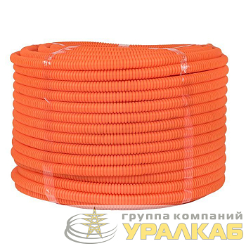 Труба гофрированная ПНД d20мм с протяжкой оранж. (уп.100м) Plast PROxima EKF 