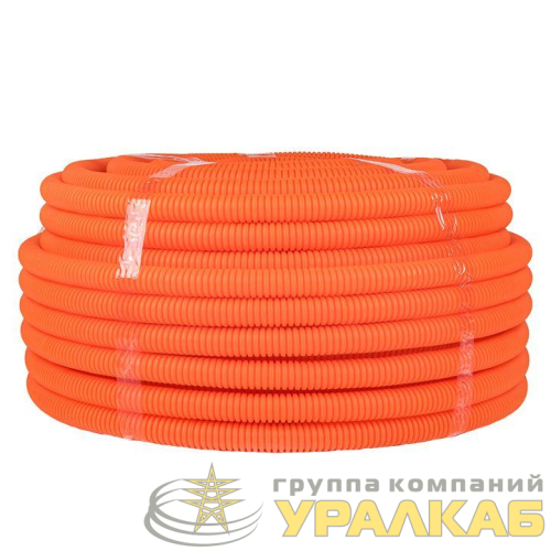 Труба гофрированная ПНД d25мм с протяжкой оранж. (уп.75м) Plast PROxima EKF 