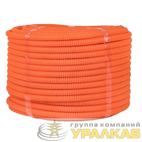 Труба гофрированная ПНД d16мм с протяжкой оранж. (уп.100м) Plast PROxima EKF 