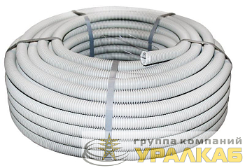 Труба гофрированная ПВХ d25мм с протяжкой сер. (уп.50м) Plast PROxima EKF 
