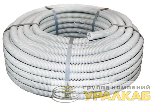 Труба гофрированная ПВХ d25мм с протяжкой сер. (уп.50м) Plast PROxima EKF 