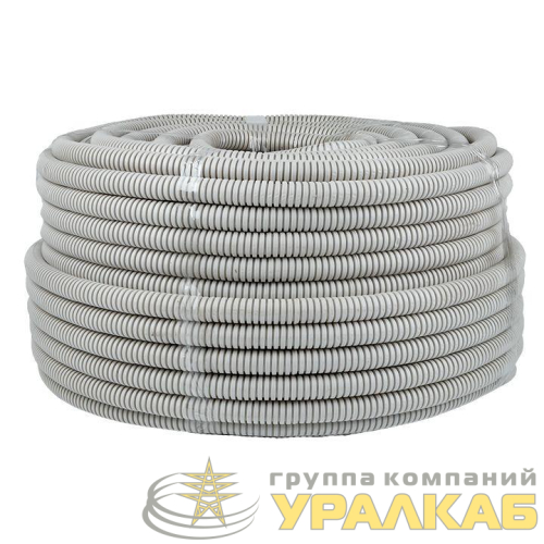 Труба гофрированная ПВХ d20мм с протяжкой сер. (уп.100м) Plast PROxima EKF 