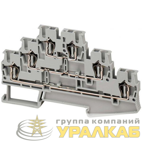 Клеммник 3 уровн. пружинный проходной 2.5кв.мм 3/3 точки подкл. син. SchE 