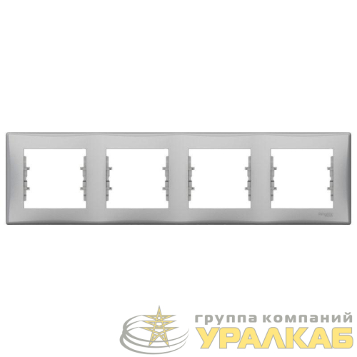 Рамка 4-м Sedna горизонт. алюм. SchE 