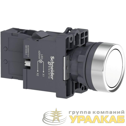 Кнопка LED 1НO 220В с подсвет. бел. SchE 