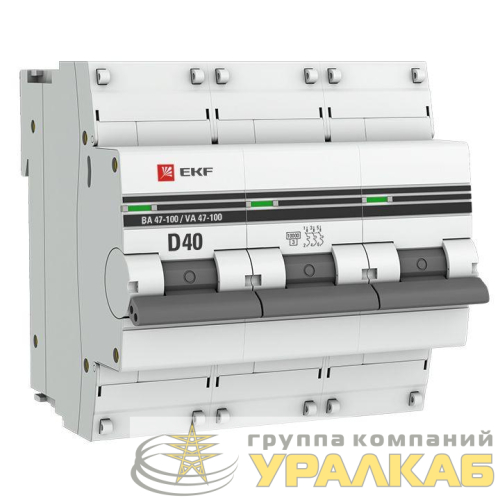 Выключатель автоматический модульный 3п D 40А 10кА ВА 47-100 PROxima EKF 