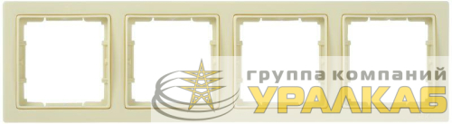 Рамка 4-м BOLERO Q1 РУ-4-БК квадрат. крем. IEK 
