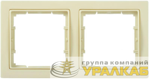 Рамка 2-м BOLERO Q1 РУ-2-БК квадрат. крем. IEK 
