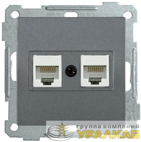 Механизм розетки комп. 2-м СП BOLERO РК10-2-Б RJ45 Cat5e антрацит IEK 