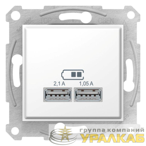 Механизм зарядного устройства USB Sedna 2.1А (2х1.05А) бел. SchE 
