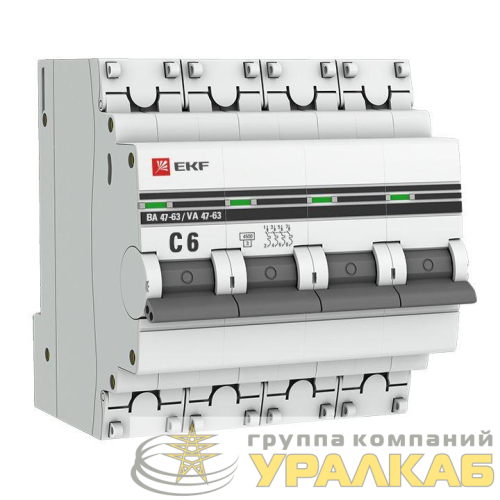 Выключатель автоматический модульный 4п C 6А 4.5кА ВА 47-63 PROxima EKF 