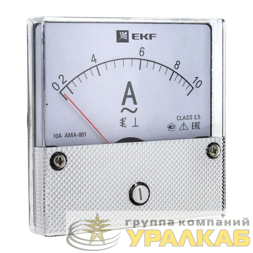 Амперметр аналоговый AM-A801 на панель 80х80 кругл. вырез 200А трансф. подкл. EKF am-a801-200/