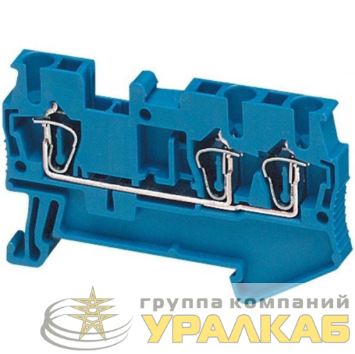 Клеммник пружинный проходной 2.5кв.мм 3 точки подкл. син. SchE 
