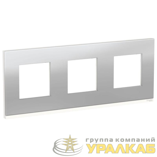 Рамка 3-м Unica Pure горизонт. алюм. матов. бел. SchE 
