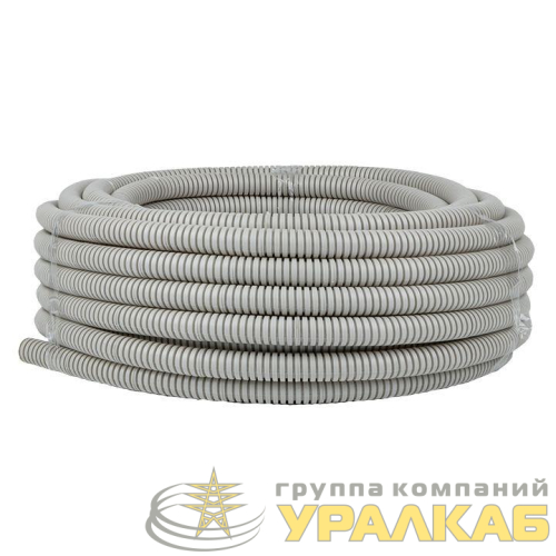 Труба гофрированная ПВХ d20мм с протяжкой сер. (уп.25м) Plast PROxima EKF 