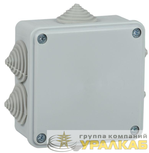 Коробка распаячная ОП КМ 100х100х45 IP44 6 вводов (RAL7035) IEK 