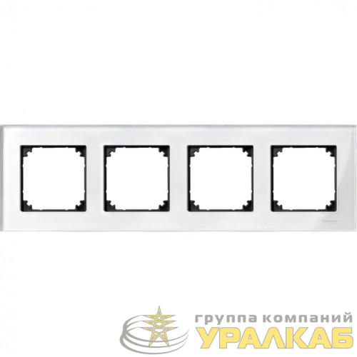Рамка 4-м Merten стекло бриллиант бел. SchE 