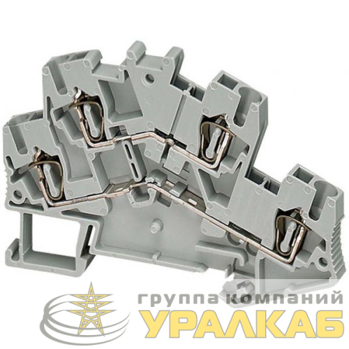 Клеммник 2 уровн. пружинный проходной 2.5кв.мм 2/2 точки подкл. син. SchE 