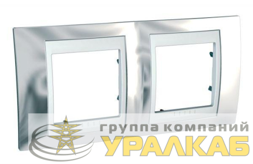 Рамка 2-м Unica горизонт. серебр. бел. SchE 