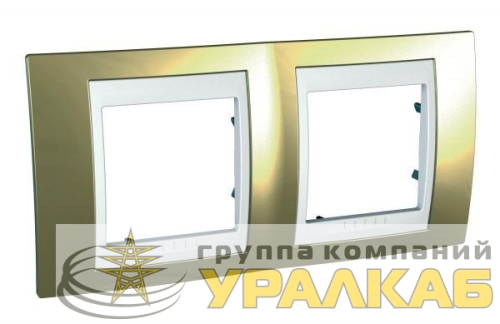 Рамка 2-м Unica золото бел. SchE 