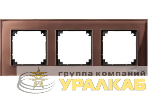 Рамка 3-м Merten стекло махагон SchE 