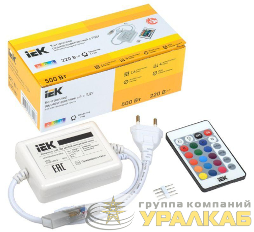 Контроллер с ПДУ ИК RGB 3 канала 220В 3А 500Вт IEK 