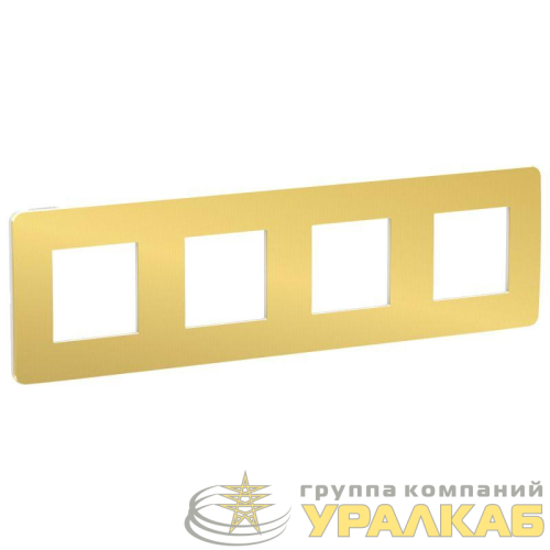 Рамка 4-м UNICA STUDIO зол./бел. SchE 