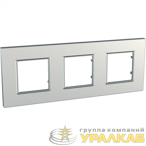 Рамка 3-м Unica quadro сереб. SchE 