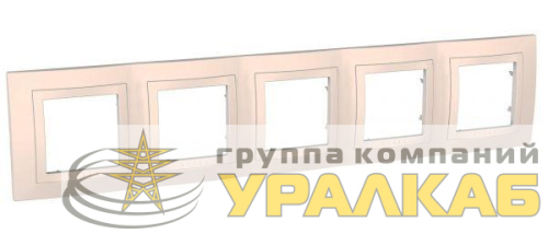 Рамка 5-м Unica с декор. накл. беж. SchE 