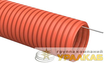Труба гофрированная ПНД d50мм с протяжкой оранж. (уп.15м) IEK 