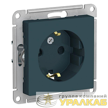 Механизм розетки 1-м СП AtlasDesign 16А IP20 с заземл. защ. шторки изумруд SchE 