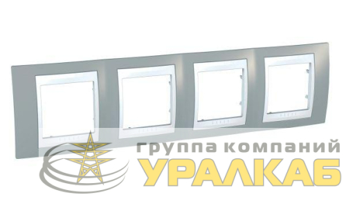 Рамка 4-м Unica Хамелеон горизонт. сер./бел. SchE 