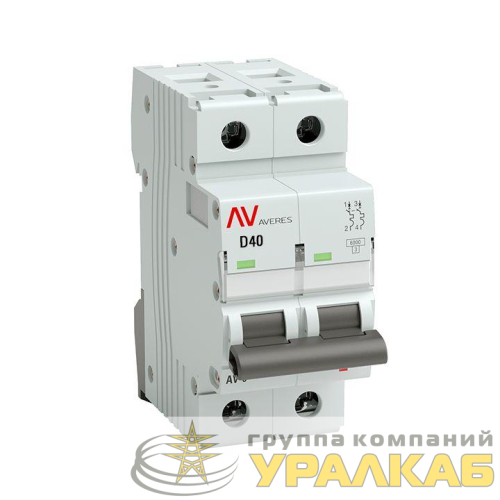 Выключатель автоматический модульный 2п D 40А 6кА AV-6 AVERES EKF 