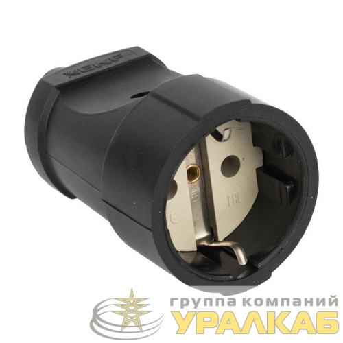 Гнездо штепсельное с заземл. черн. ПВХ 16А 250B EKF 