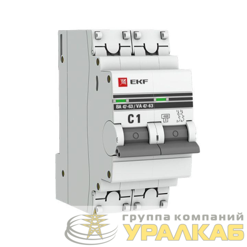 Выключатель автоматический модульный 2п C 1А 4.5кА ВА 47-63 PROxima EKF 