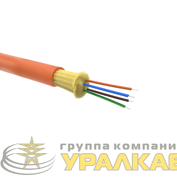 Кабель волоконно-оптический 50/125 (OM2) многомодовый 4 волокна плотное буферное покрытие для внутренней прокладки (уп.2000м) оранж. DKC 