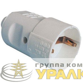 Розетка кабельная 16А 230В 2P+E бытовая с центр. вводом кабеля IP20 сер. DKC 