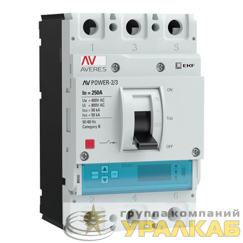 Выключатель автоматический 3п 250А 50кА AV POWER-2/3 ETU6.2 AVERES EKF 
