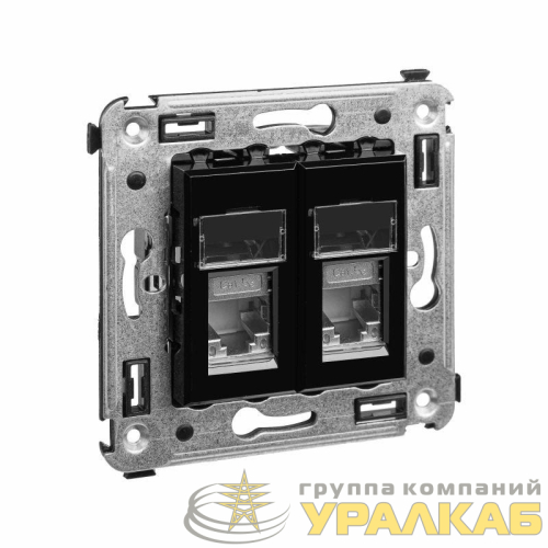Розетка 2-м СП RJ-45 кат.5e экранированная Avanti "Черный квадрат" DKC 