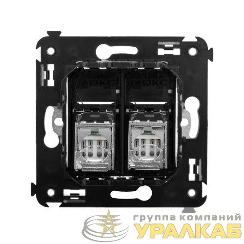 Розетка 2-м СП RJ-45 кат.5e экранированная Avanti "Черный квадрат" DKC 