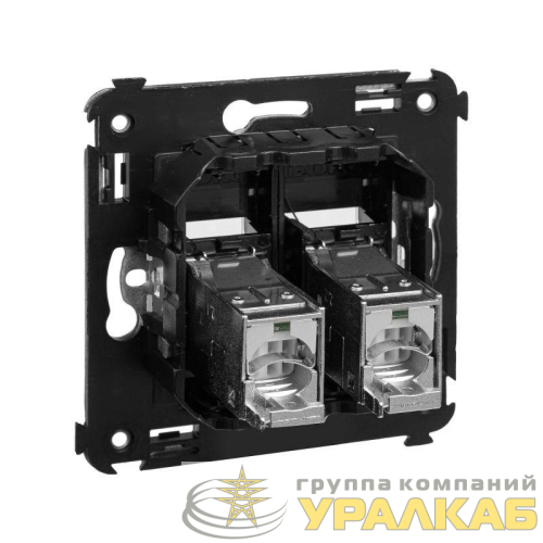 Розетка 2-м СП RJ-45 кат.5e экранированная Avanti "Черный квадрат" DKC 