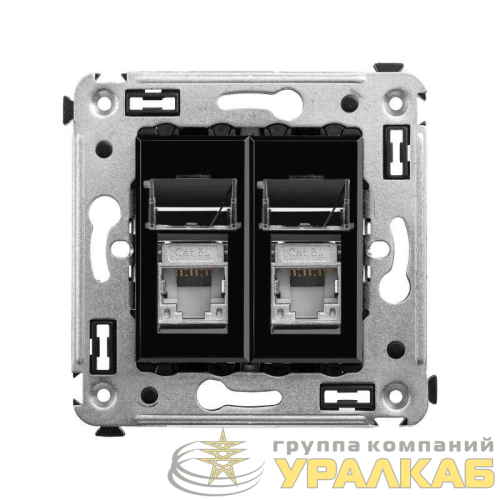 Розетка 2-м СП RJ-45 кат.5e экранированная Avanti "Черный квадрат" DKC 
