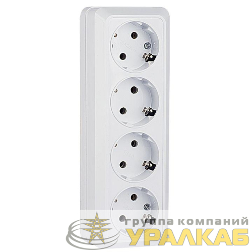 Розетка 4-м ОП Рим 16А IP20 с заземл. бел. EKF 