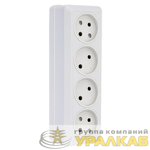 Розетка 4-м ОП Рим 10А IP20 без заземл. бел. EKF 