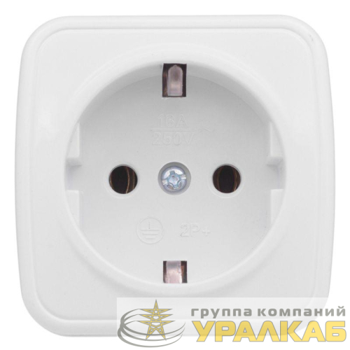 Розетка 1-м ОП Минск 16А IP20 с заземл. бел. Basic EKF 