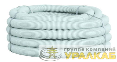 Труба гофрированная ПВХ d63мм с протяжкой сер. (уп.15м) Plast PROxima EKF 