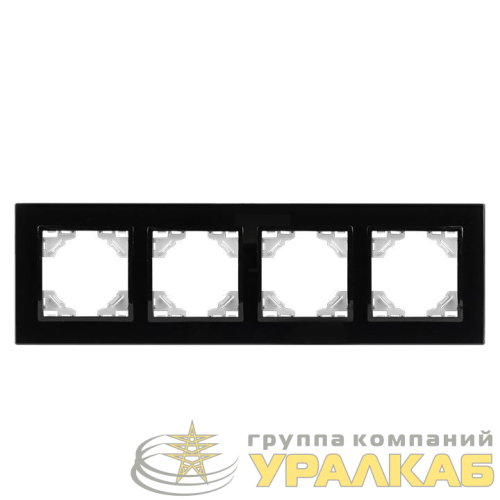 Рамка 4-м Минск стеклянная черн. Basic EKF 