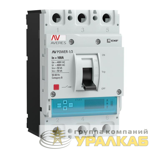 Выключатель автоматический 3п 100А 50кА AV POWER-1/3 ETU6.2 AVERES EKF 