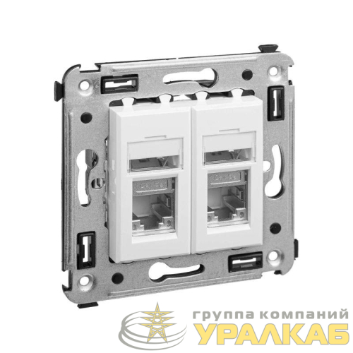 Розетка 2-м RJ-45 СП кат.5e экранированная Avanti "Белое облако" DKC 
